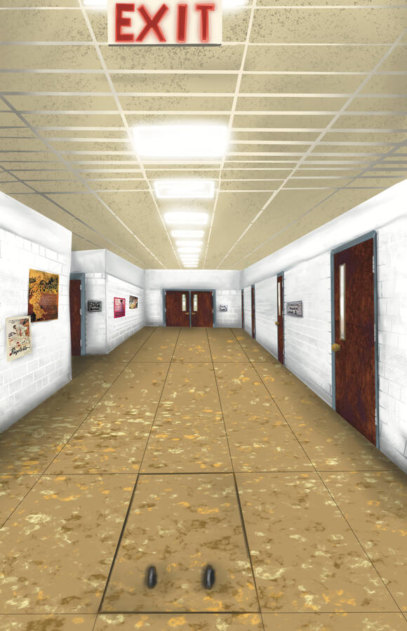 Theater backstage near trap door